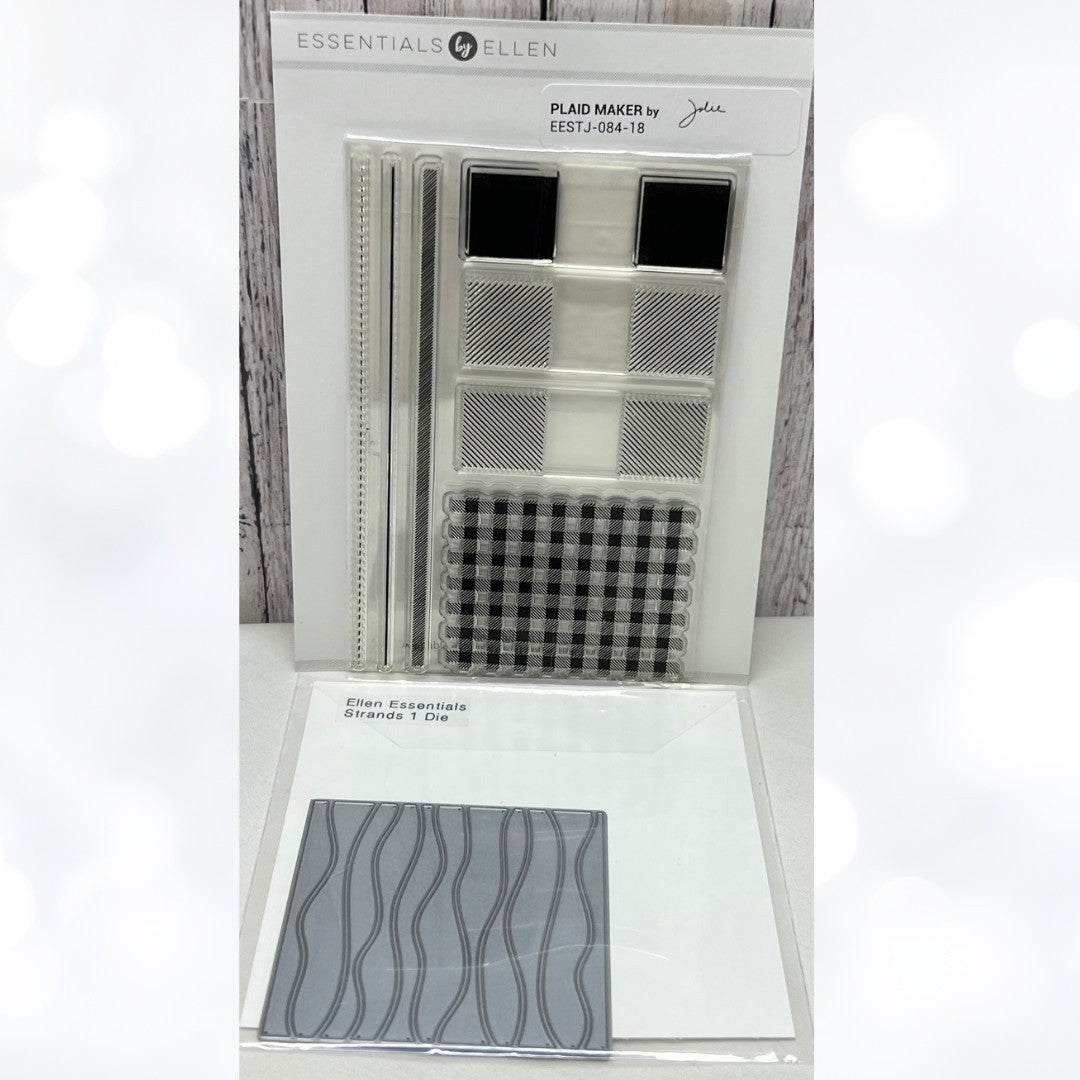 Ellen Hutson PLAID MAKER Strands Pattern Rubber Stamps Die