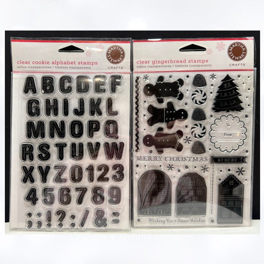 Martha Stewart GINGERBREAD COOKIE Christmas Village Alphabet Rubber Stamps