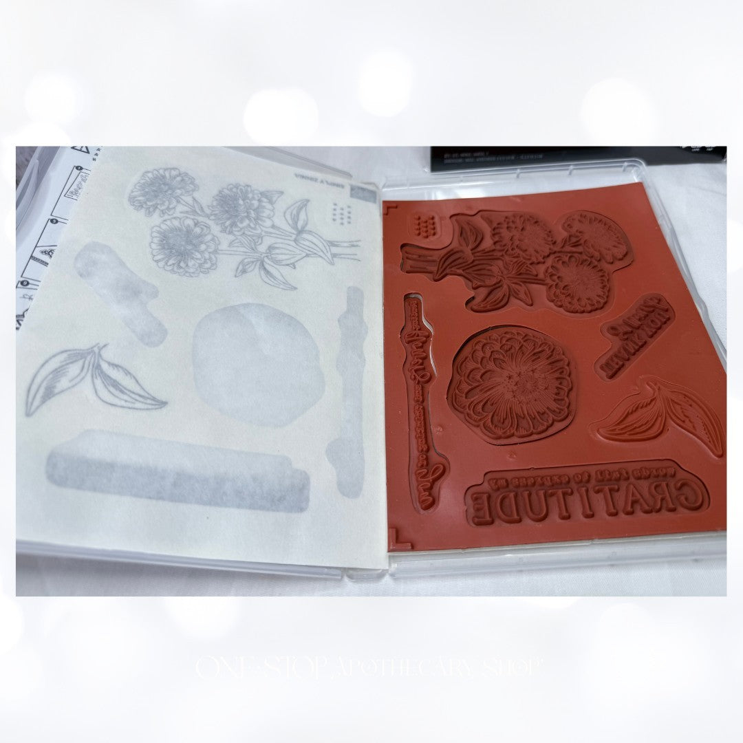 Stampin Up SIMPLY ZINNIA Flowers Rubber Stamps Dies Embossing Folder