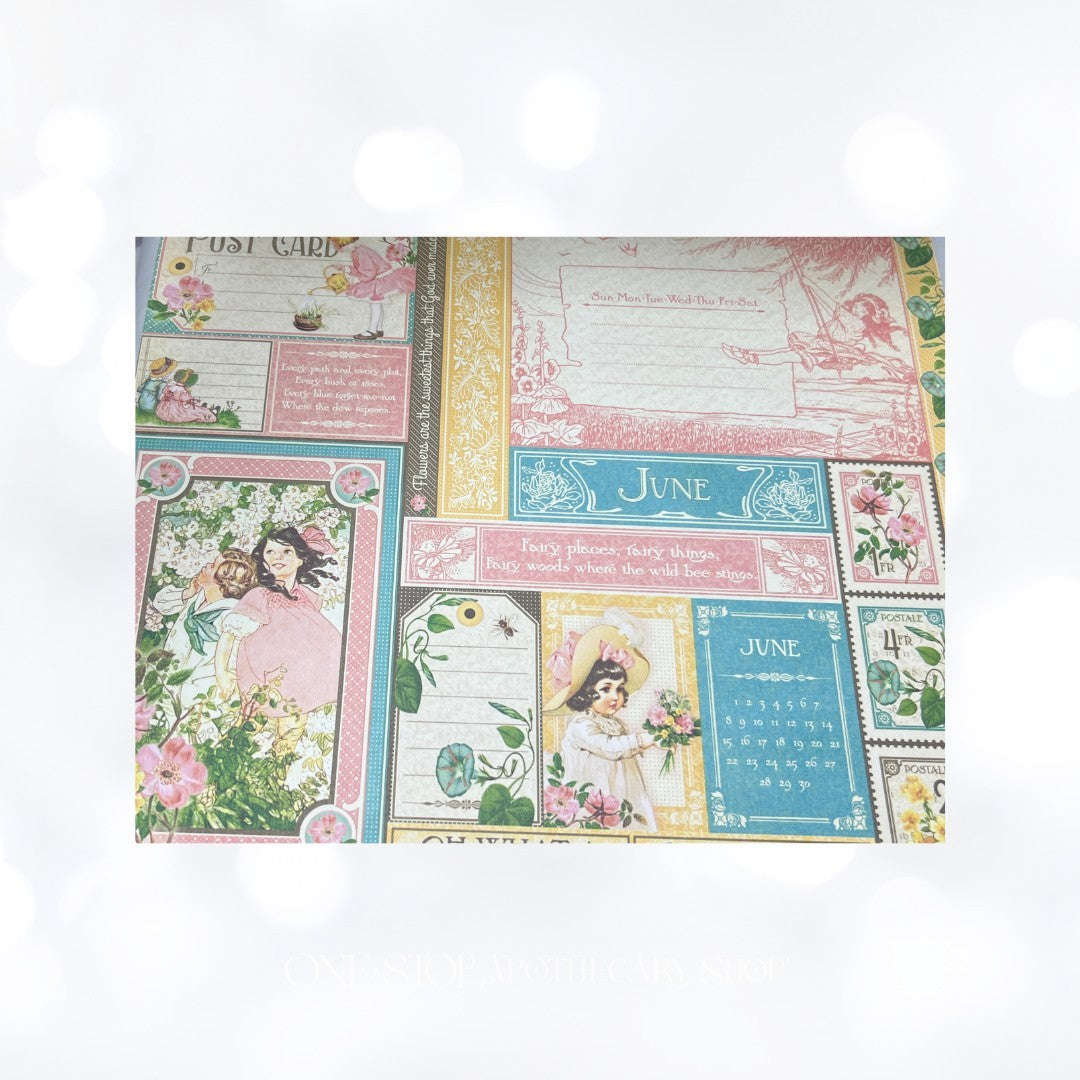 Graphic 45 CHILDREN'S HOUR 12x12 Calendar Paper Cardstock Chipboard Collection