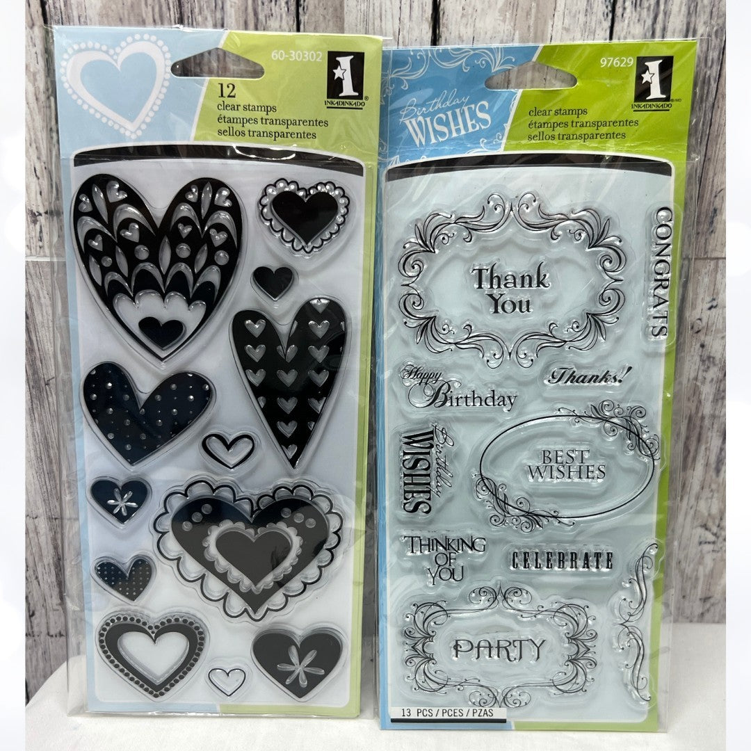 Inkadinkado FUN HEARTS Expressions & Frames Rubber Stamps