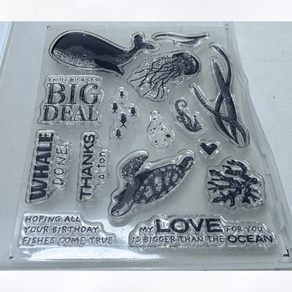 Stampin Up WHALE DONE Sea Turtle Ocean Builder Rubber Stamps Punch