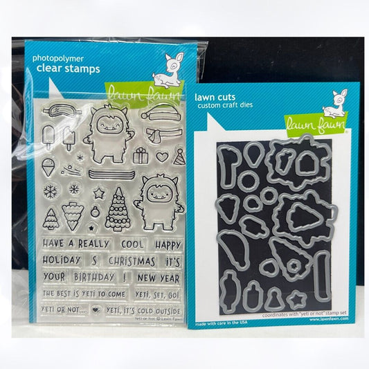 Lawn Fawn YETI OR NOT Christmas Holiday Rubber Stamps Dies