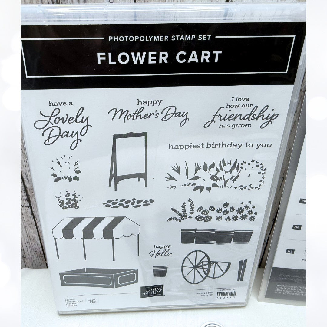 Stampin Up FLOWER CART Mothers Day Friends Rubber Stamps Dies