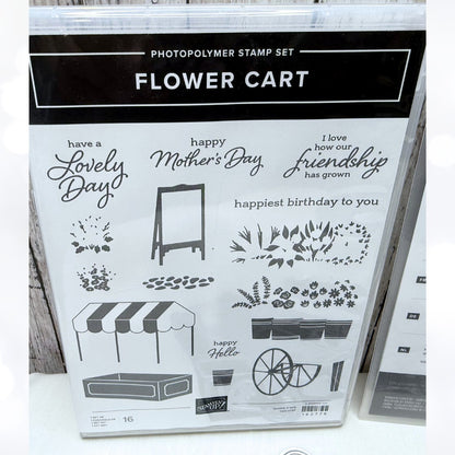 Stampin Up FLOWER CART Mothers Day Friends Rubber Stamps Dies