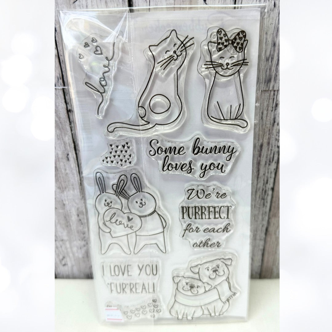 Rubbernecker FOR EACH OTHER Cats Dogs Animals Valentines Rubber Stamps Lot