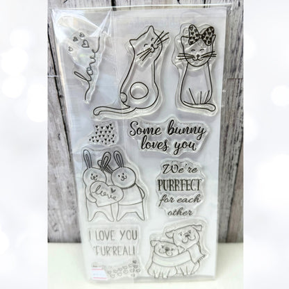 Rubbernecker FOR EACH OTHER Cats Dogs Animals Valentines Rubber Stamps Lot