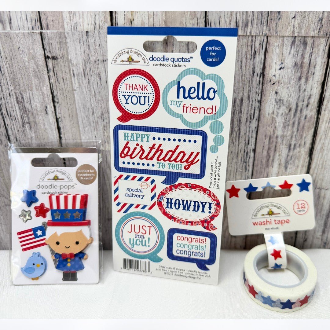 Doodlebug Designs 4TH OF JULY Die Cuts Stickers Embellishments Lot