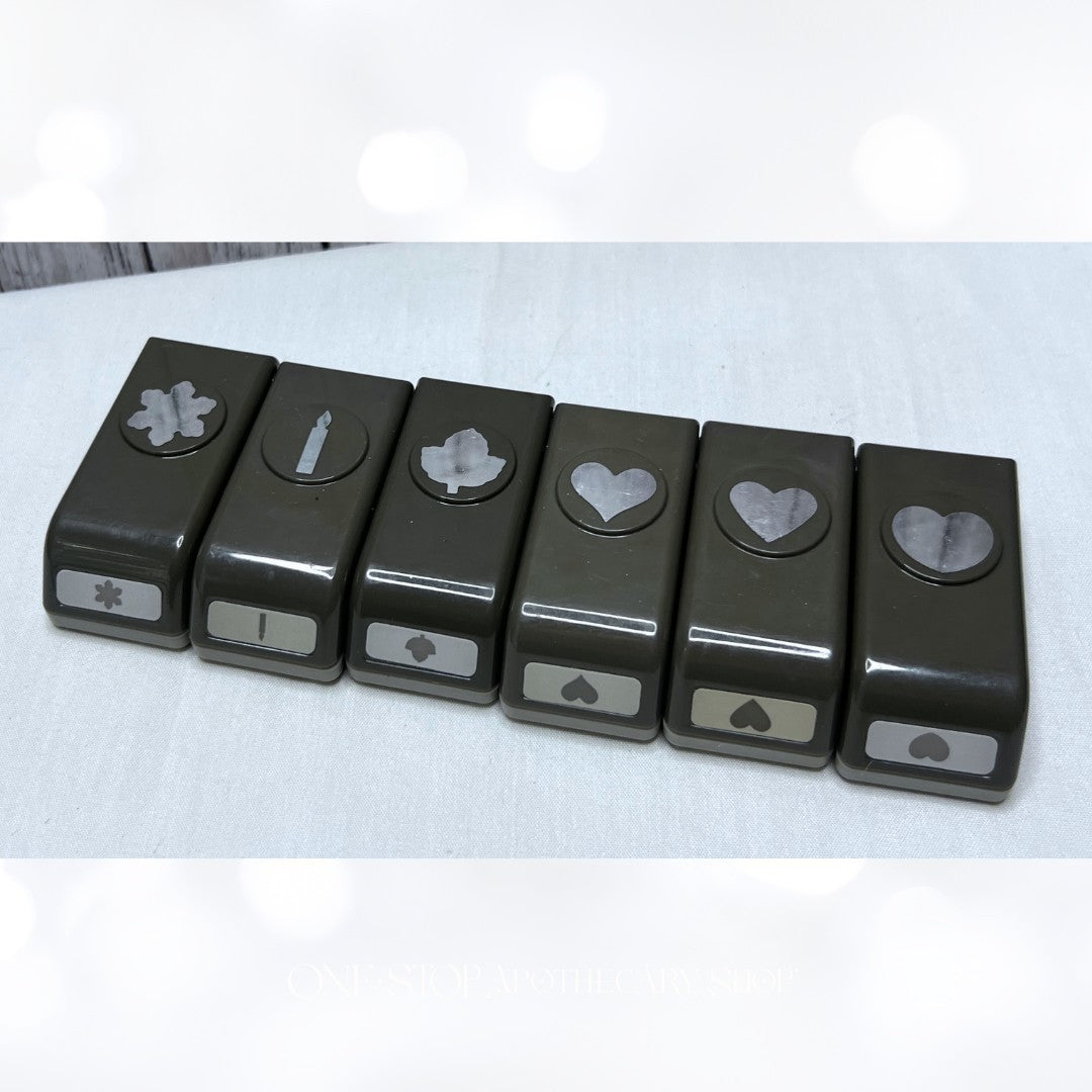 Stampin Up HEART Birthday Christmas Leaf Mini Punches Punch Lot of 6