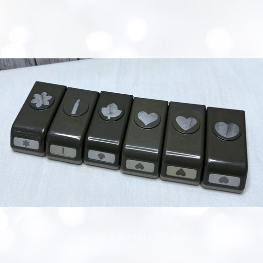 Stampin Up HEART Birthday Christmas Leaf Mini Punches Punch Lot of 6