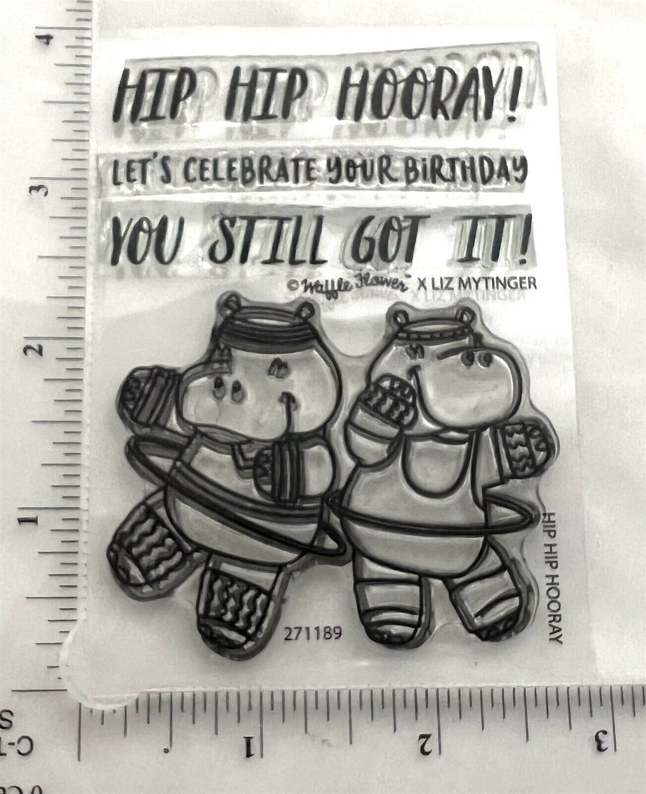 Waffle Flower HIP HIP HOORAY Hippos Exercise Funny Humor Rubber Stamps Die Lot