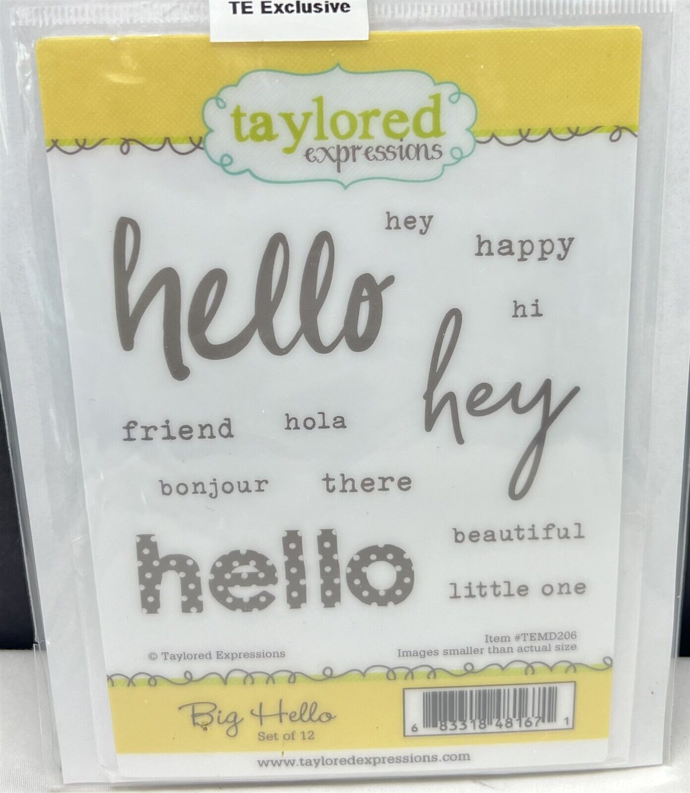 Taylored Expressions BIG HELLO Greetings Sentiments Hi Rubber Stamps Set