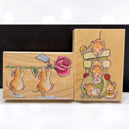 Penny Black LONG STEM CUTIES Surprise Mice Mouse Margaret Sherry Rubber Stamps