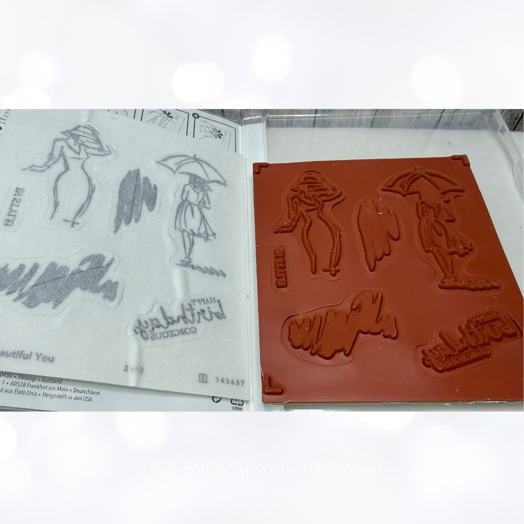 Stampin Up BEAUTIFUL YOU Girl Umbrella Rubber Stamps