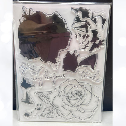 Concord & 9th PAINTED ROSE Flowers 6x8 Rubber Stamps