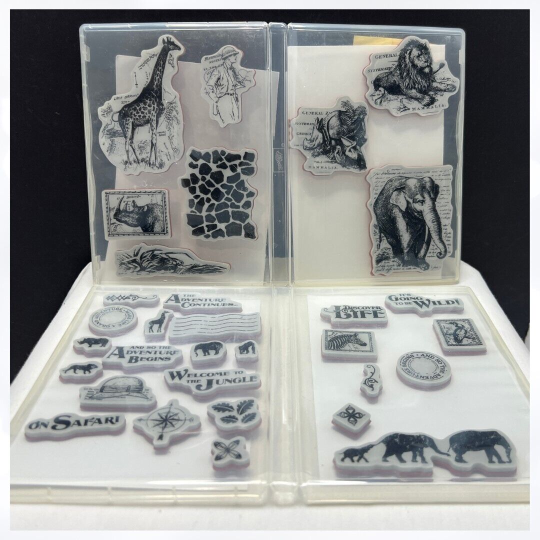 Graphic 45 SAFARI ADVENTURE Zoo Animals Africa Rubber Stamps Sets 1 , 2, 3 AS IS