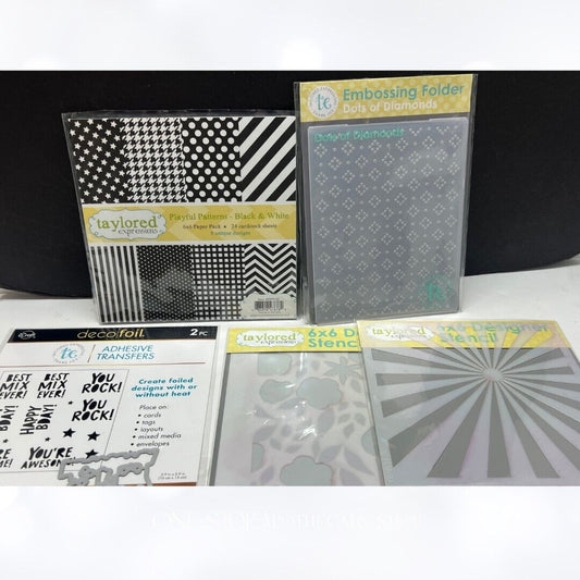 Taylored Expressions STENCILS 6x6 Paper Embossing Folders Lot of 5