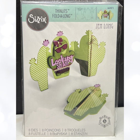Sizzix Jen Long CACTUS FOLD ALONG CARD 661873 Thinlits Dies