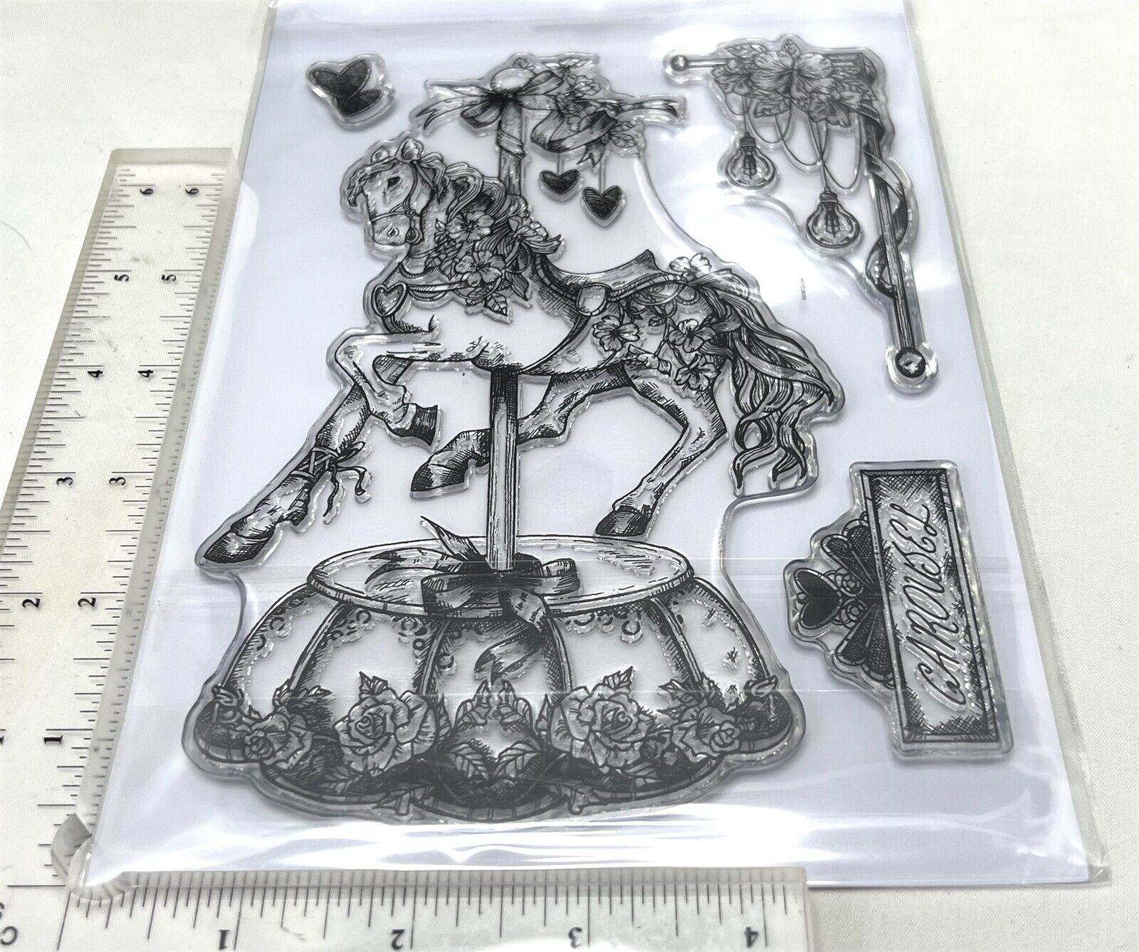 Aall & Create CAROUSEL RIDE Amusement Park Fair Mixed Media Rubber Stamps Lot