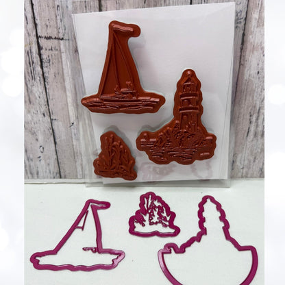 Heartfelt Creations A DAY AT SEA Lighthouse Nautical Rubber Stamps Dies AS IS**