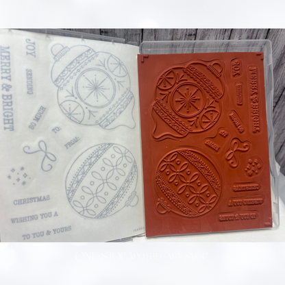 Stampin Up BRIGHT BAUBLES Christmas Ornaments Rubber Stamps Dies