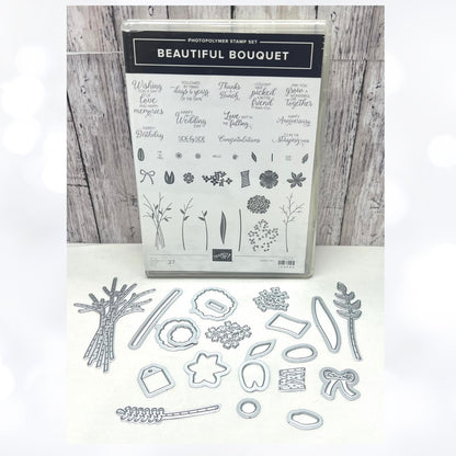 Stampin Up BEAUTIFUL BOUQUET Wildflowers Flowers Framelits Rubber Stamps Dies