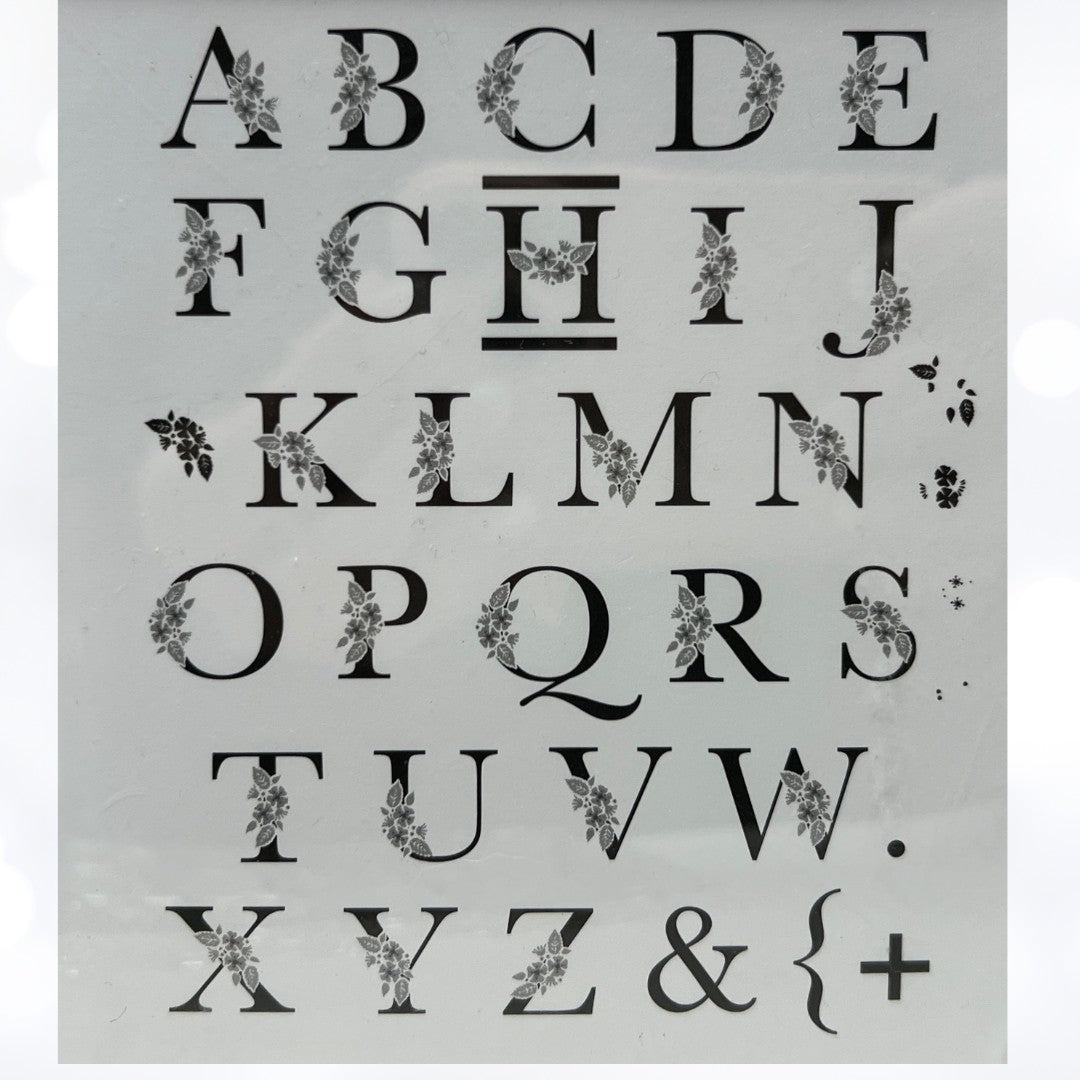 Papertrey Ink BOTANICAL LETTERS Uppercase Alphabet Floral Rubber Stamps