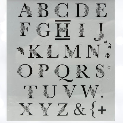 Papertrey Ink BOTANICAL LETTERS Uppercase Alphabet Floral Rubber Stamps