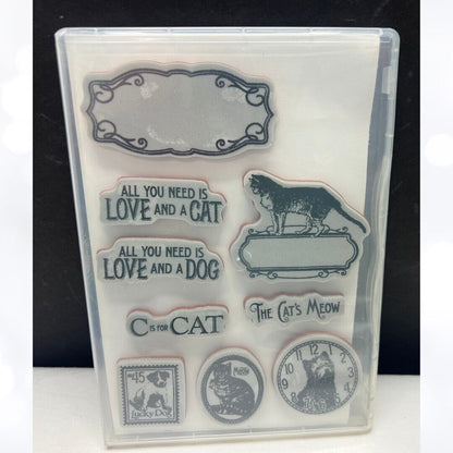 Graphic 45 IT'S RAINING CATS & DOGS Animals Rubber Stamps Set #2