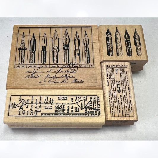 Limited Edition PENS Ink Mixed Media Art Journal Rubber Stamps Lot of 4