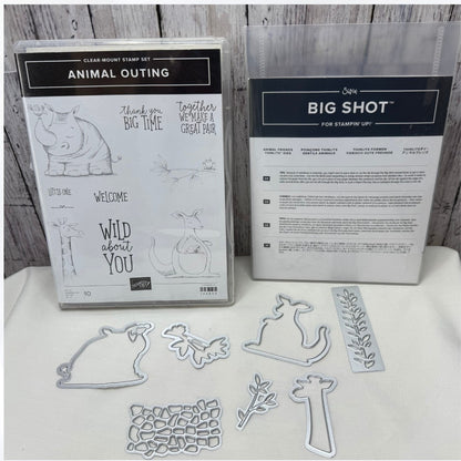 Stampin Up ANIMAL OUTING Friends Zoo Rubber Stamps Thinlits Dies