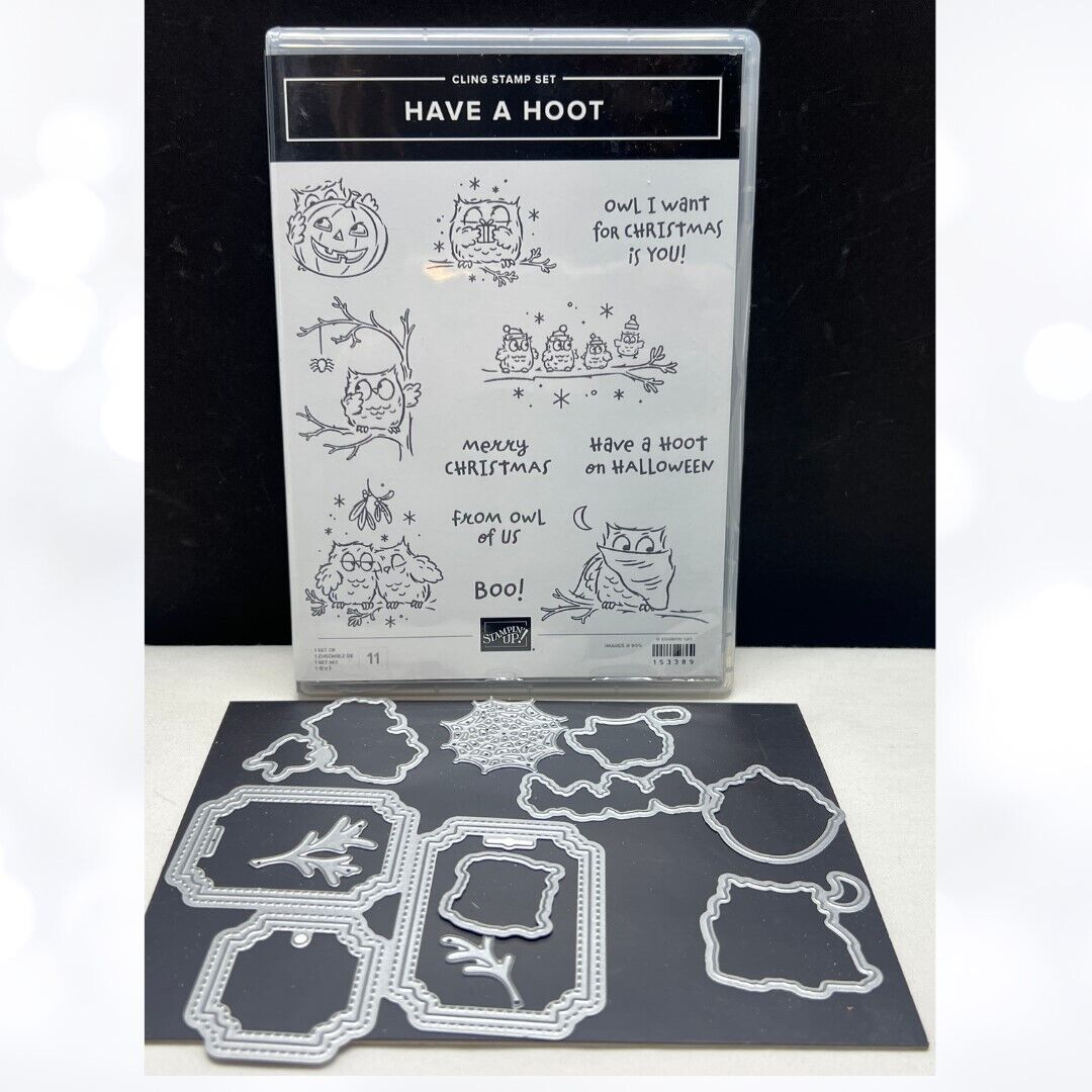 Stampin Up HAVE A HOOT Owls Birds Halloween Christmas Rubber Stamps Dies