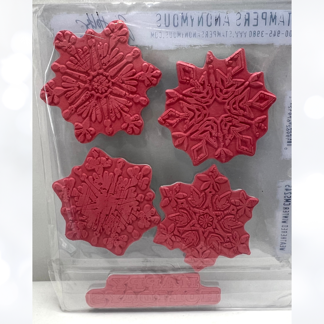 Tim Holtz WEATHERED WINTER Snowflakes Christmas CMS245 Rubber Stamps