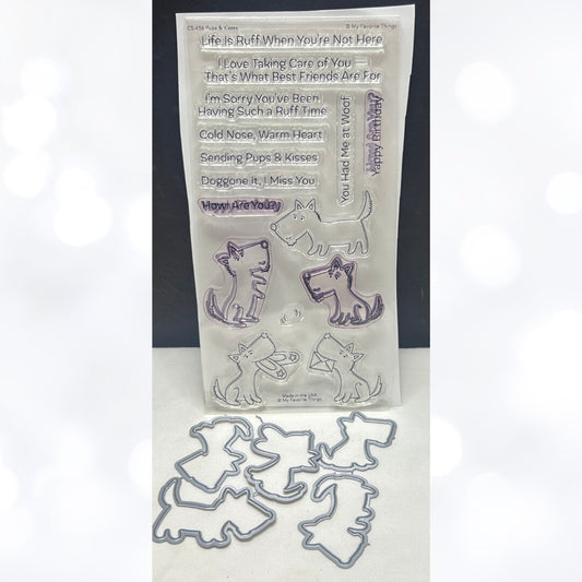 My Favorite Things PUPS & KISSES Dogs Puppy Rubber Stamps Dies