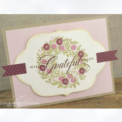 Papertrey Ink BIRDS & BLOOMS Wreath Floral Rubber Stamps Dies