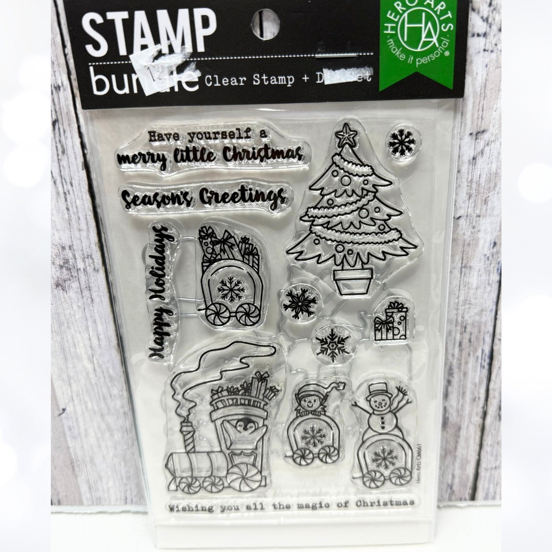 Hero Arts NORTH POLE EXPRESS Train Christmas Rubber Stamps Dies