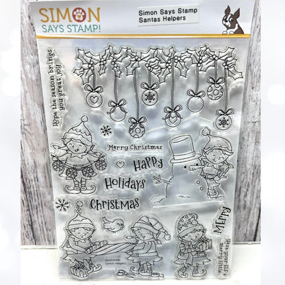 Simon Says Stamp SANTA'S HELPERS Christmas Elf Elves 6x8 Rubber Stamps Dies