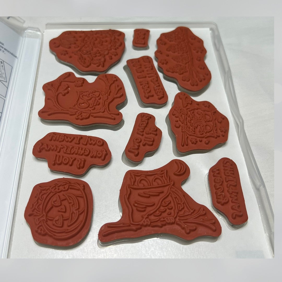 Stampin Up HAVE A HOOT Peek-a-Hoot Owls Halloween Rubber Stamps Dies