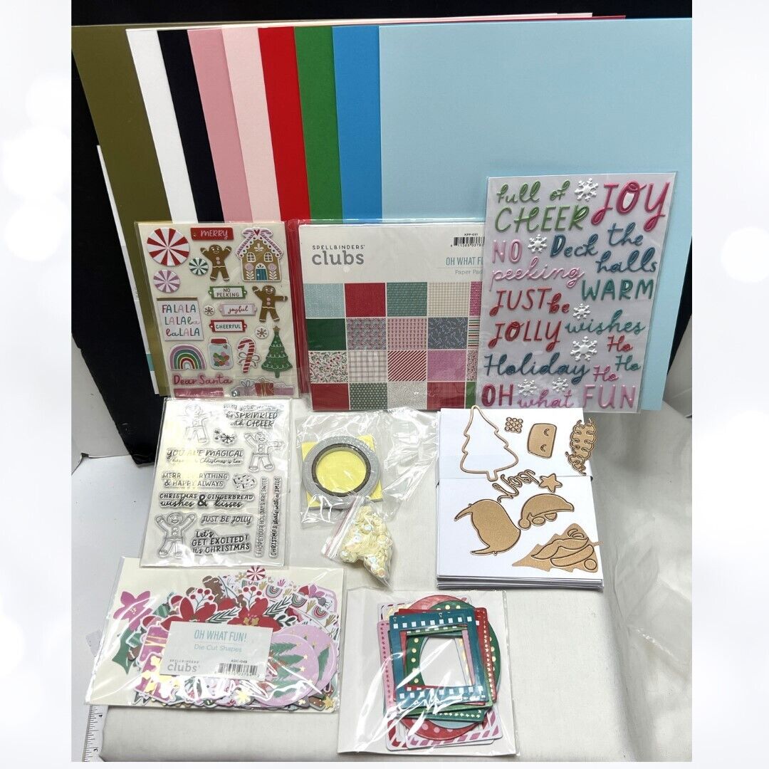 Spellbinders OH WHAT FUN Christmas Card Kit of Month Rubber Stamps Dies 10/22