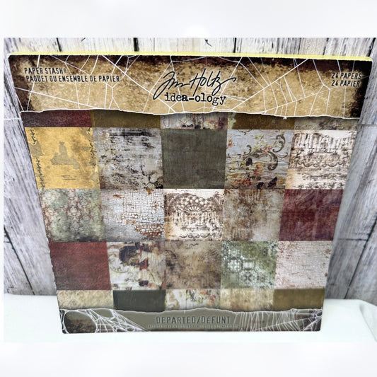 Tim Holtz DEPARTED Halloween 8x8 Paper Stash Pack 24 Sheets