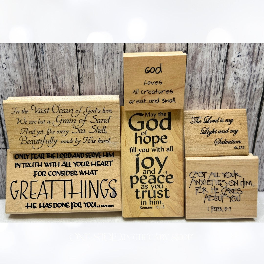 GOD JOY Peace Trust Religious Verses Bible Journaling Rubber Stamps 