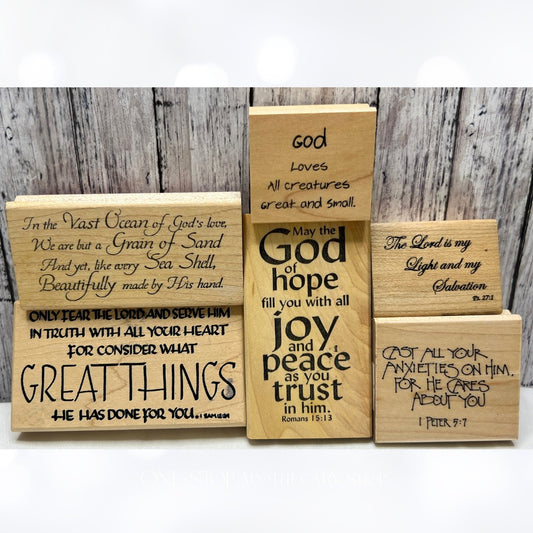 GOD JOY Peace Trust Religious Verses Bible Journaling Rubber Stamps 