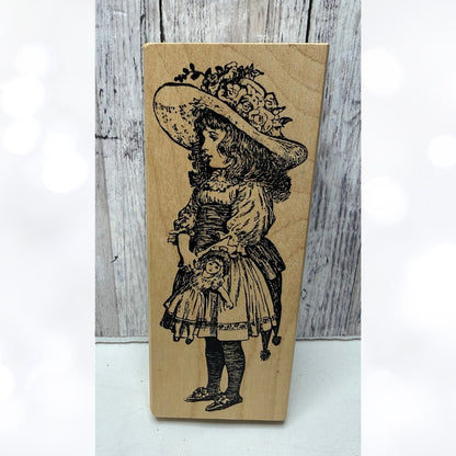 Magenta VICTORIAN GIRL Vintage Doll Rubber Stamp