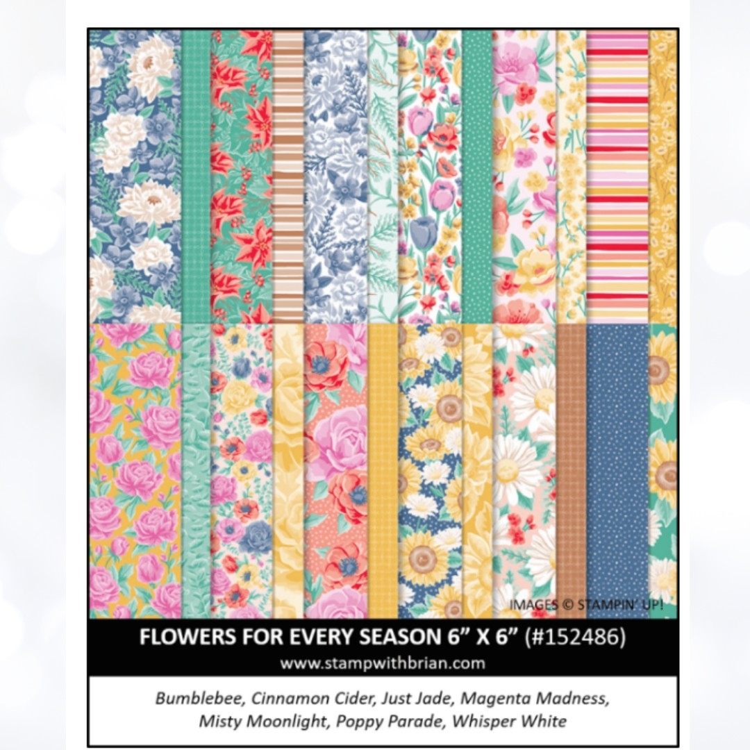 Stampin Up FLOWERS FOR EVERY SEASON 6x6 Paper DSP 69 Sheets