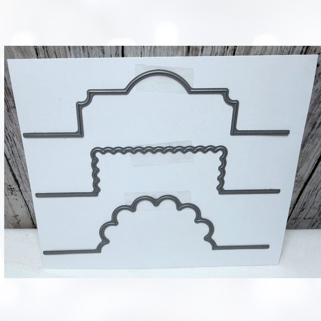 SCALLOP CIRCLE Rectangle Fancy Label Interacrive Foldover Card Dies Set of 3