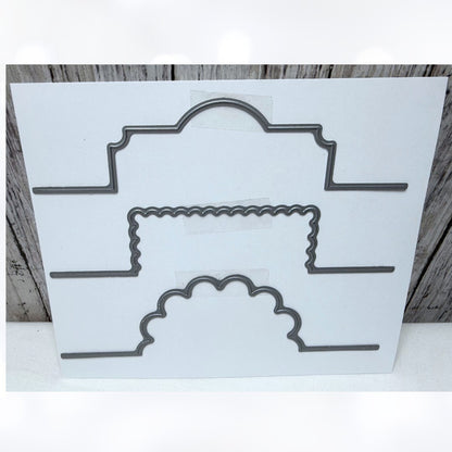 SCALLOP CIRCLE Rectangle Fancy Label Interacrive Foldover Card Dies Set of 3