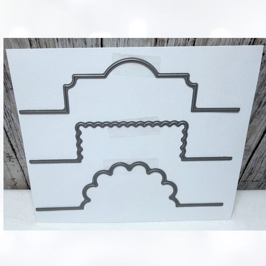 SCALLOP CIRCLE Rectangle Fancy Label Interacrive Foldover Card Dies Set of 3