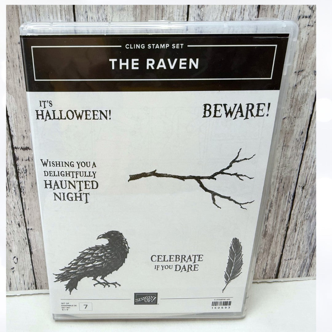 Stampin Up THE RAVEN Halloween Bird Rubber Stamps Rare
