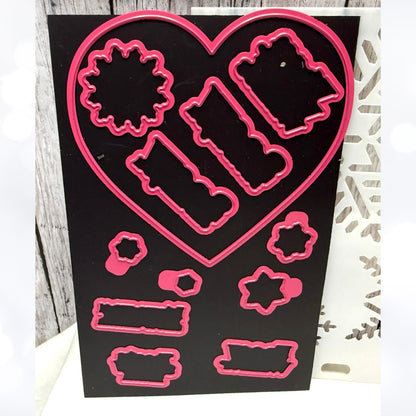 PInk & Main SNOWFLAKE SAYINGS KIT Rubber Stamps Dies Stencil Embossing Folder