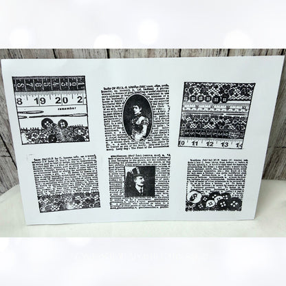 Vintage SEWING Portrait Lace Art Journal Rubber Stamp Cube